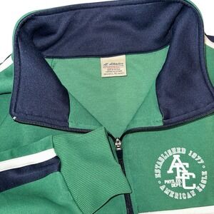 AMERICAN EAGLE Vintage Inspired Track Sweat Jacket Green/Navy/White - Mens LG